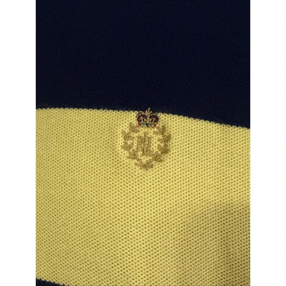 Polo Ralph Lauren Sz M Vintage Crest Logo Navy And Yellow Rugby Pullover